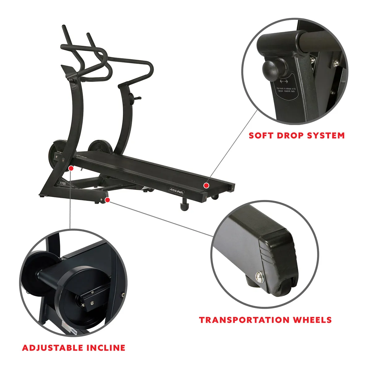 Asuna Heavy Duty Manual Treadmill w/ Incline, 400 LB High Weight Capacity
