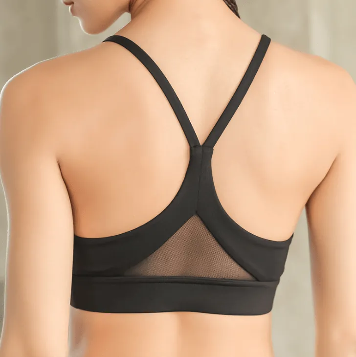 Back Mesh Triangle Push Up Sports Bra Top Fitness Racerback Bras Women Gym Sport Top Padded Yoga Bras Running Underware
