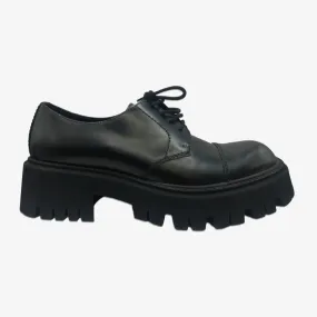 Balenciaga men's black leather platform derby shoes