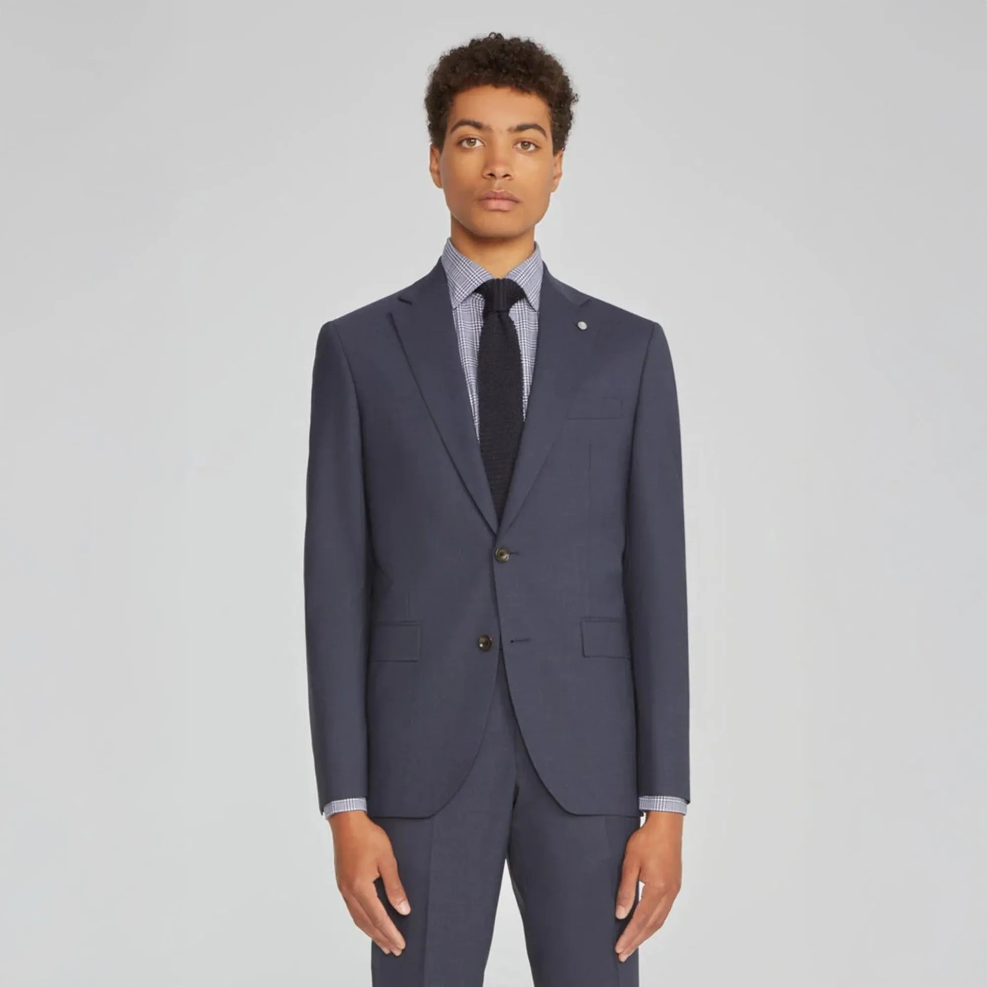 Blue Solid Smart-Twist Wool Stretch Dean Contemporary Fit Suit - Jack Victor