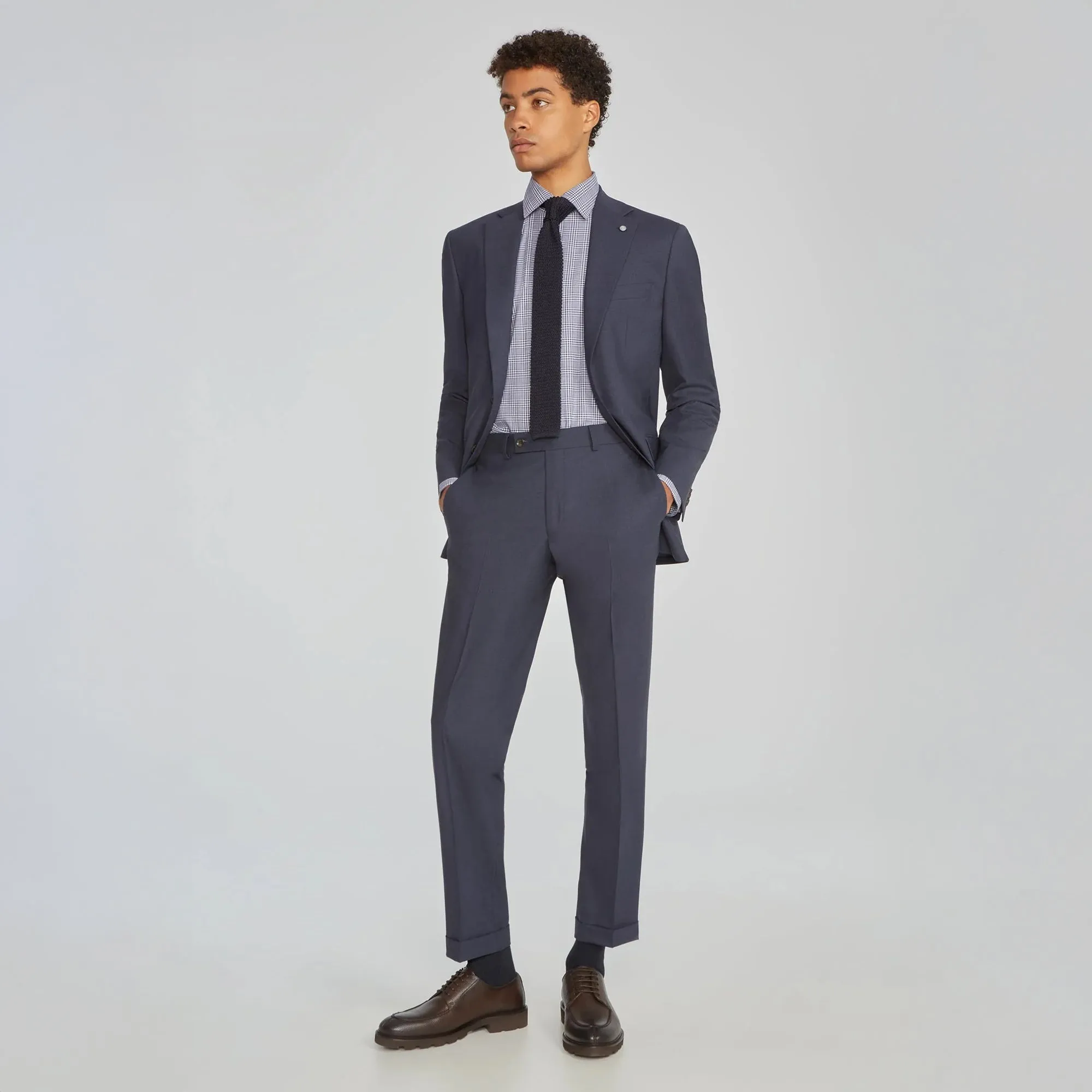 Blue Solid Smart-Twist Wool Stretch Dean Contemporary Fit Suit - Jack Victor