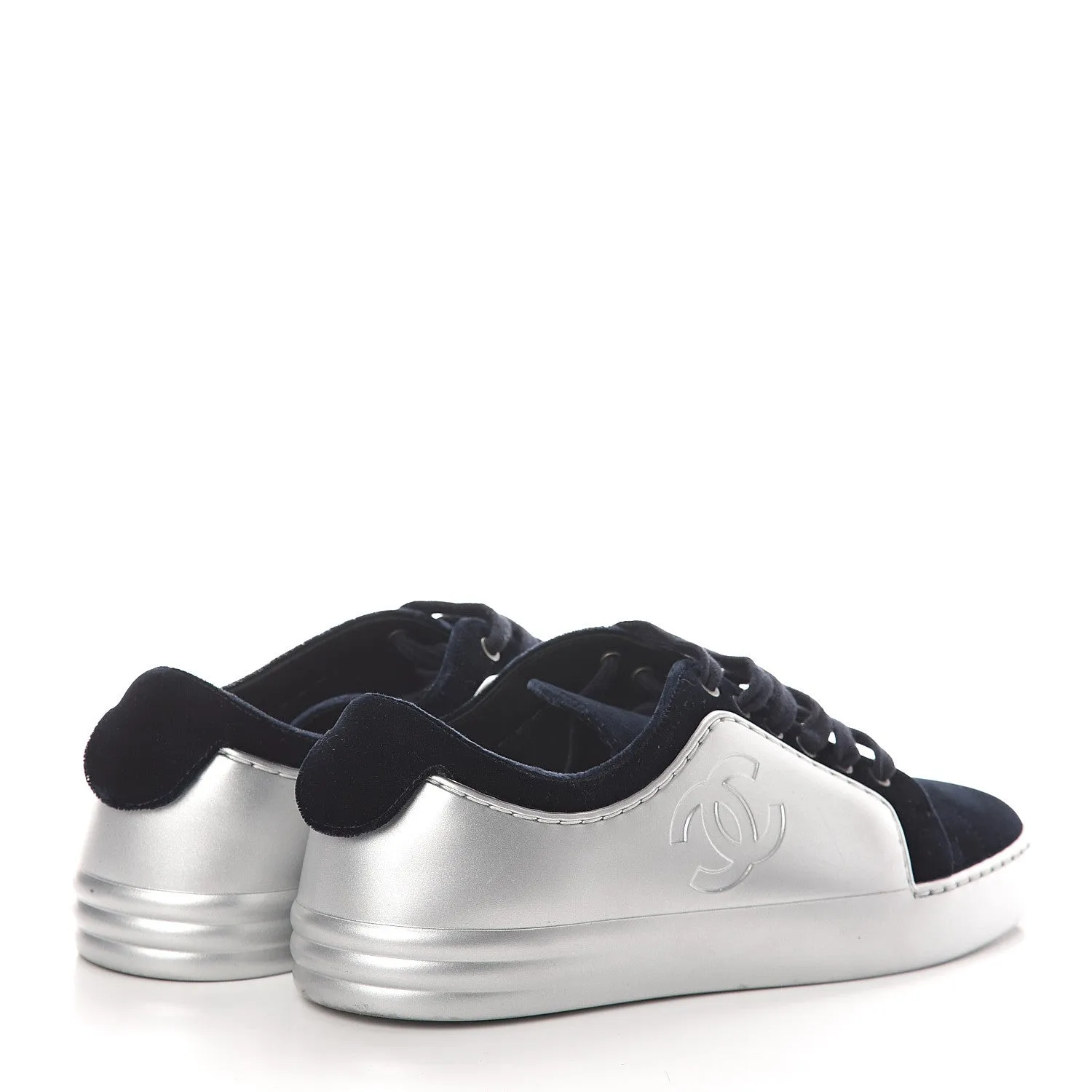 CHANEL METALLIC CALFSKIN VELVET CC SNEAKERS