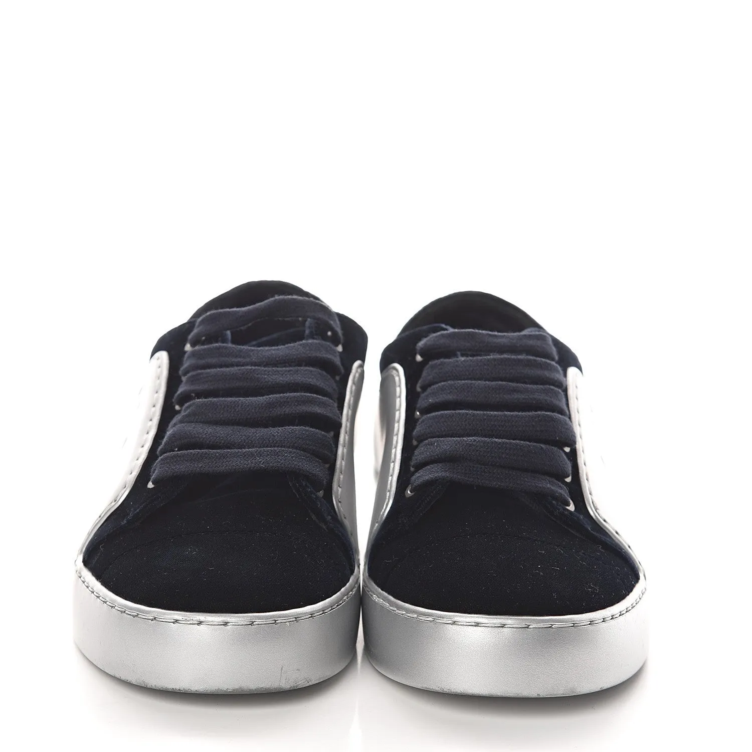 CHANEL METALLIC CALFSKIN VELVET CC SNEAKERS