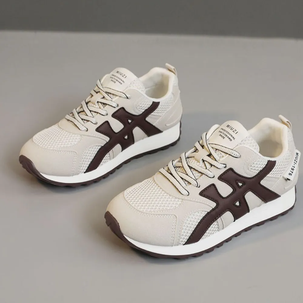Contrast Mesh Round Toe Athletic