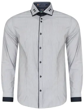 Deniro 2 Hairline Stripe Shirt in Navy - Le Shark
