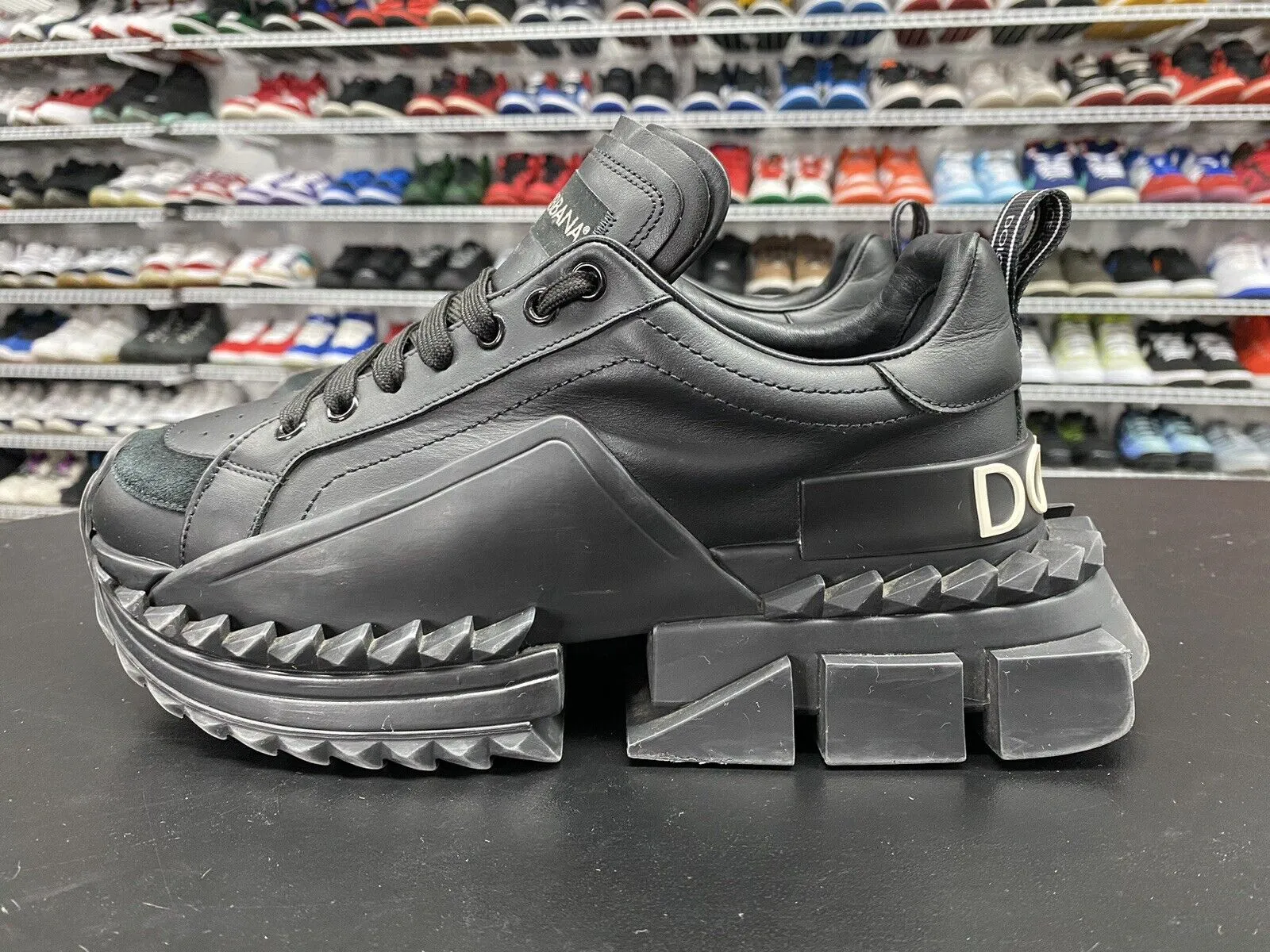 Dolce & Gabbana' Super King� Black Sneakers Shoes Men's Sz UK 6.5 US 7.5