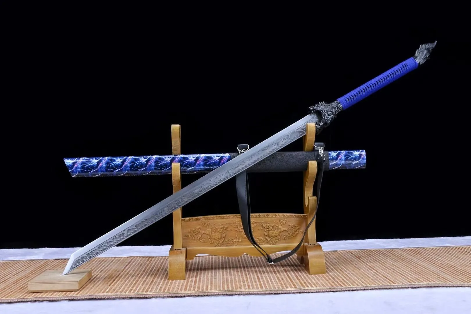 Handmade High Carbon steel Chinese Sword With Blue Sheath#1354