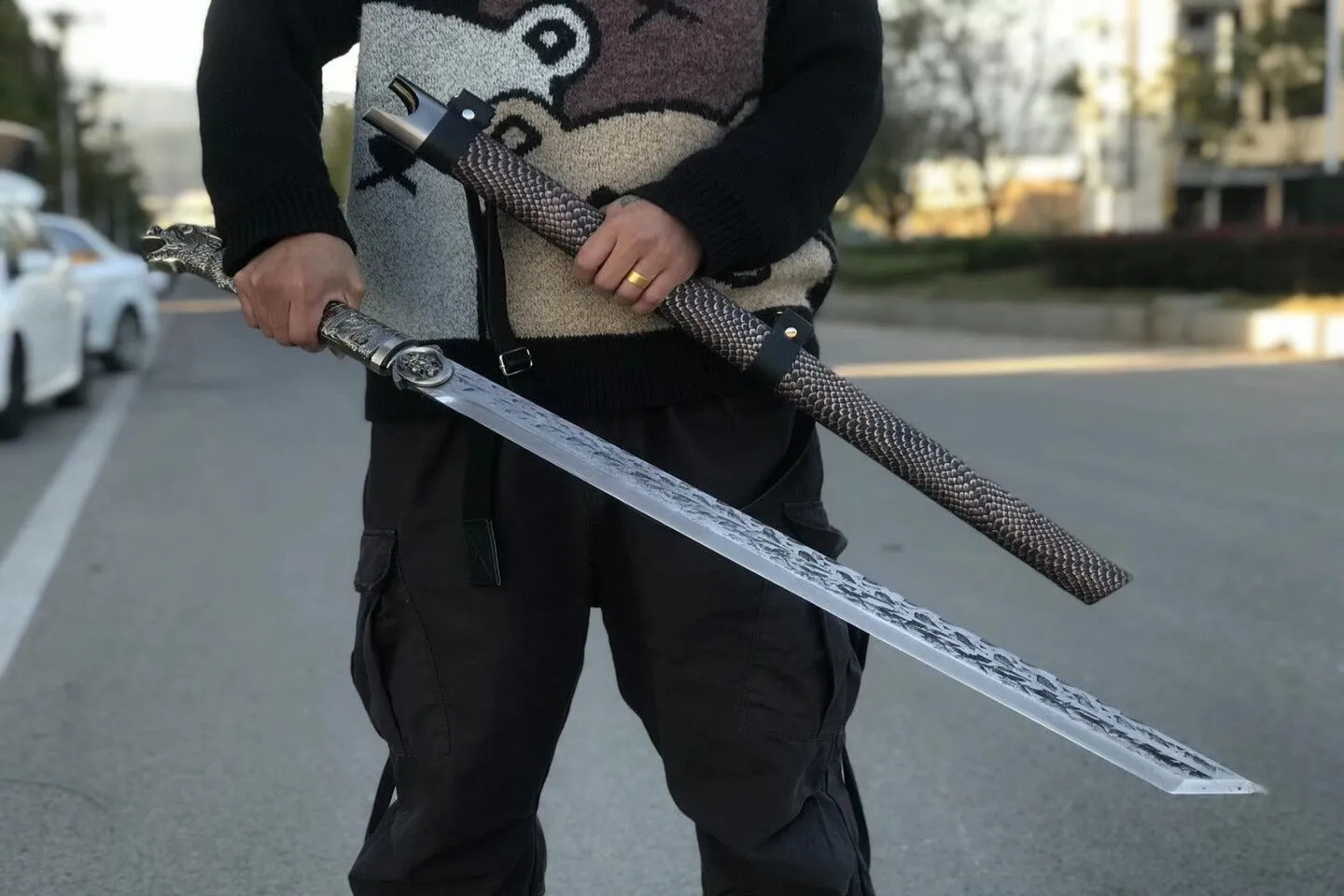 Handmade Manganese steel Chinese Sword With Brown Sheath#1386