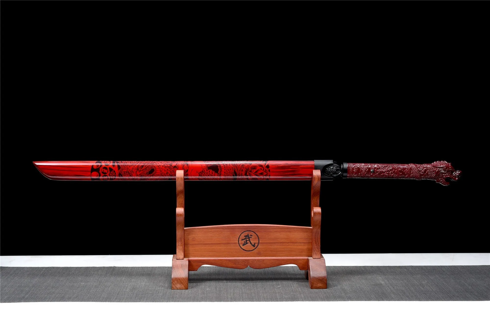 Handmade Manganese steel Chinese Sword With Red Sheath#1342