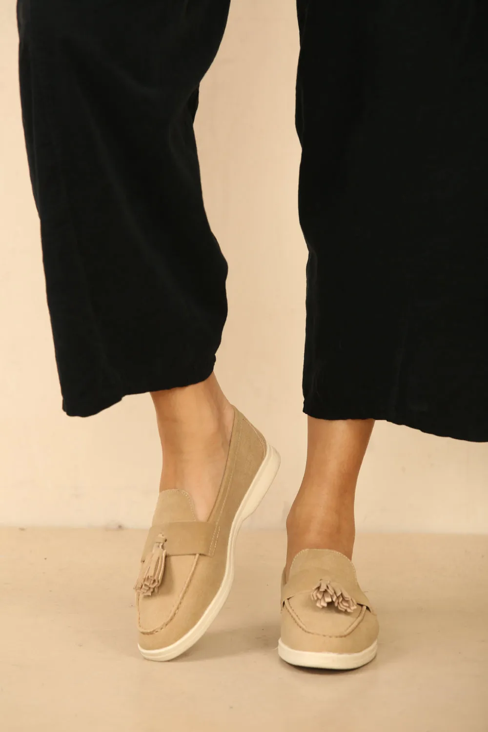 Khaki Suede Tassel Loafer