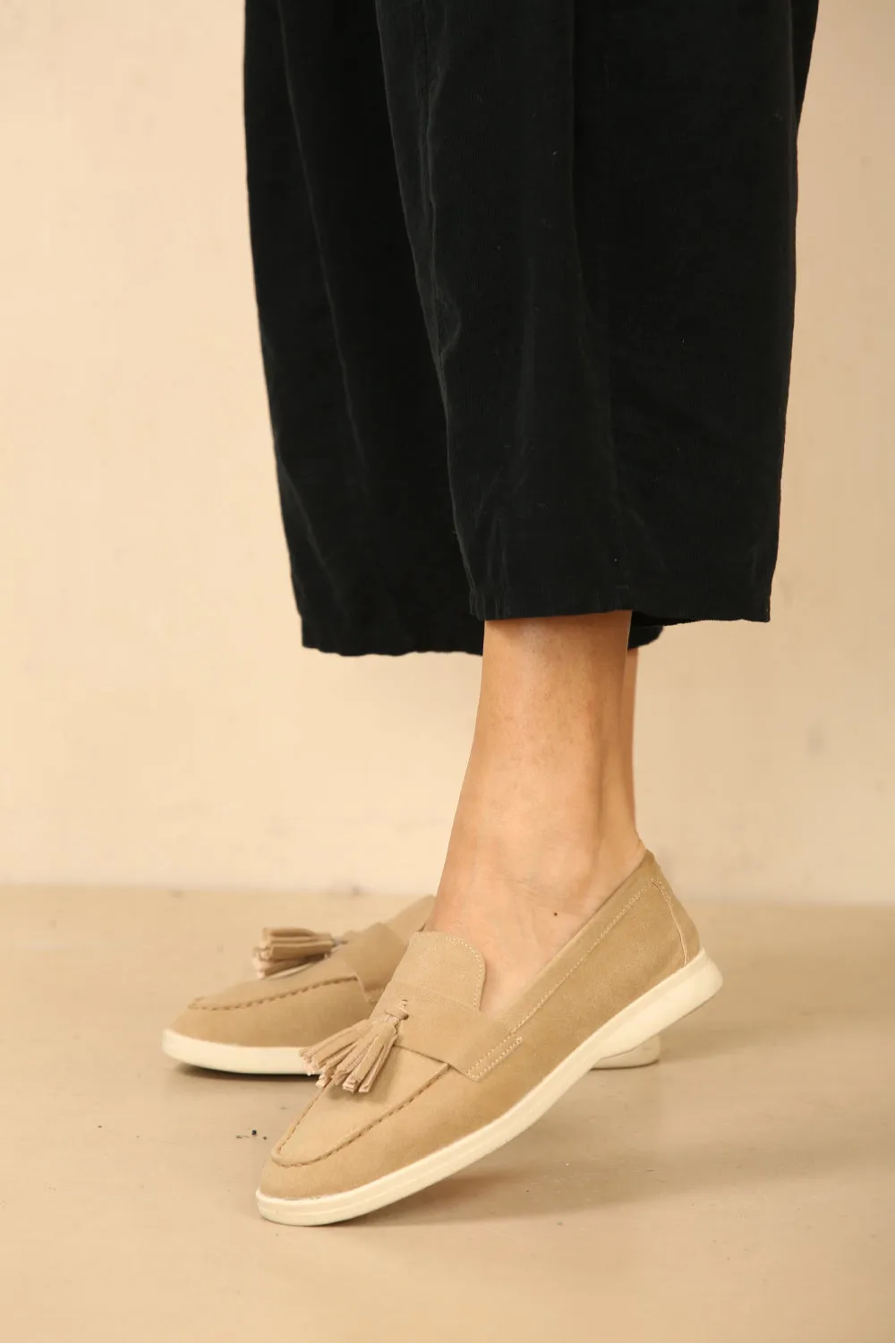 Khaki Suede Tassel Loafer