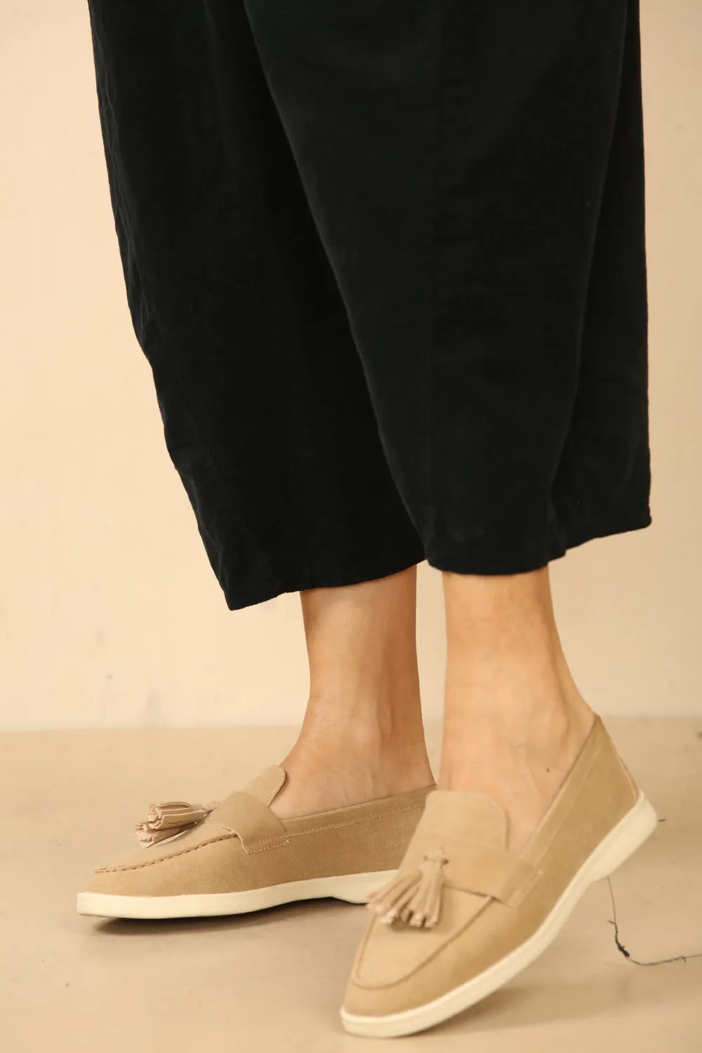 Khaki Suede Tassel Loafer