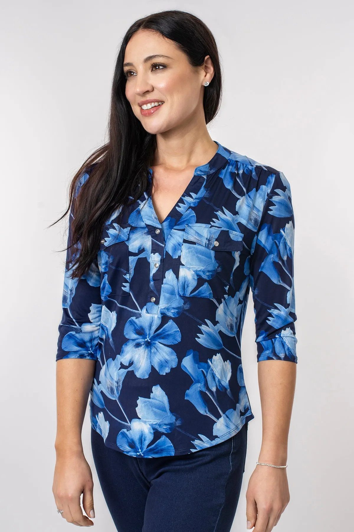 Large scale floral pocket shirt