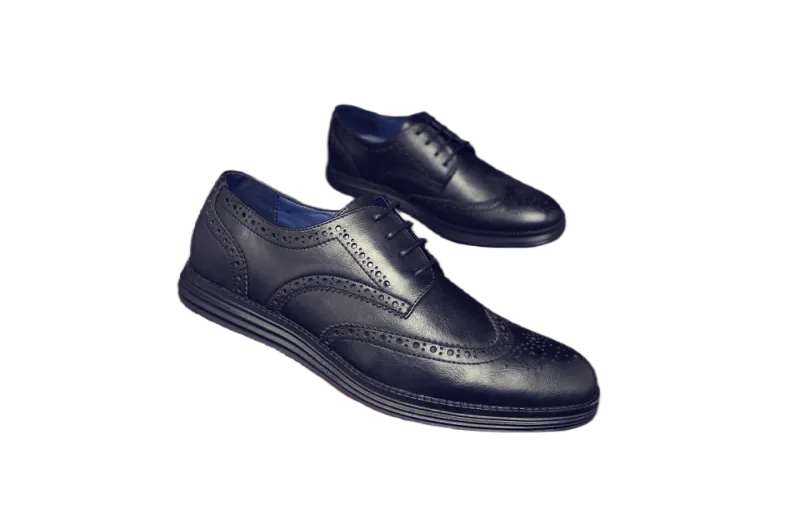 Mens Casual Shoes Leather Smart Business Work Office Lace-up Dress Shoes G2417 BLACK