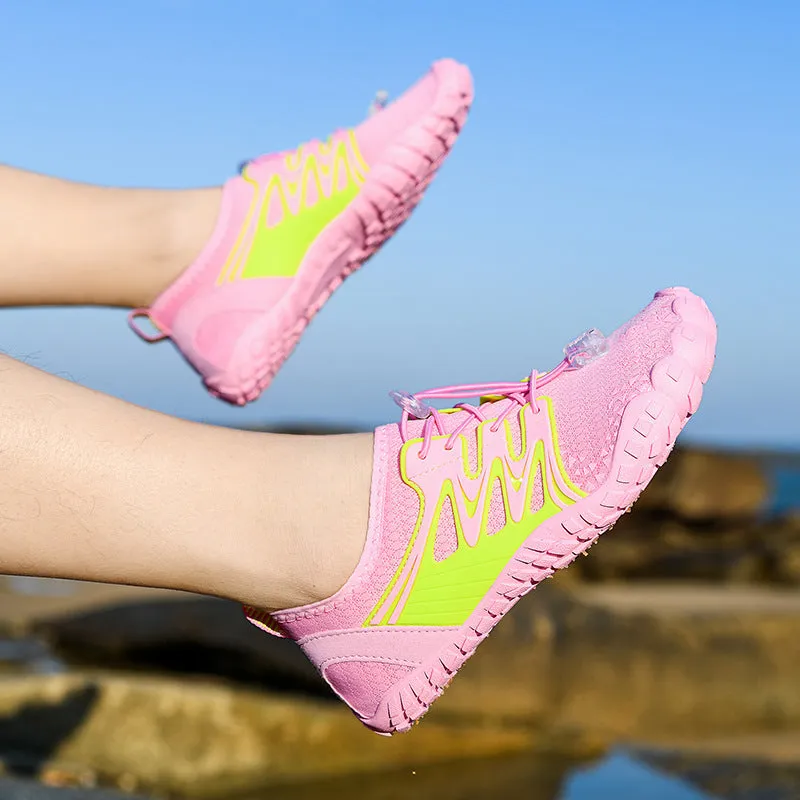 Slip-On Mesh Athletic Sneakers with Elastic Lock Laces