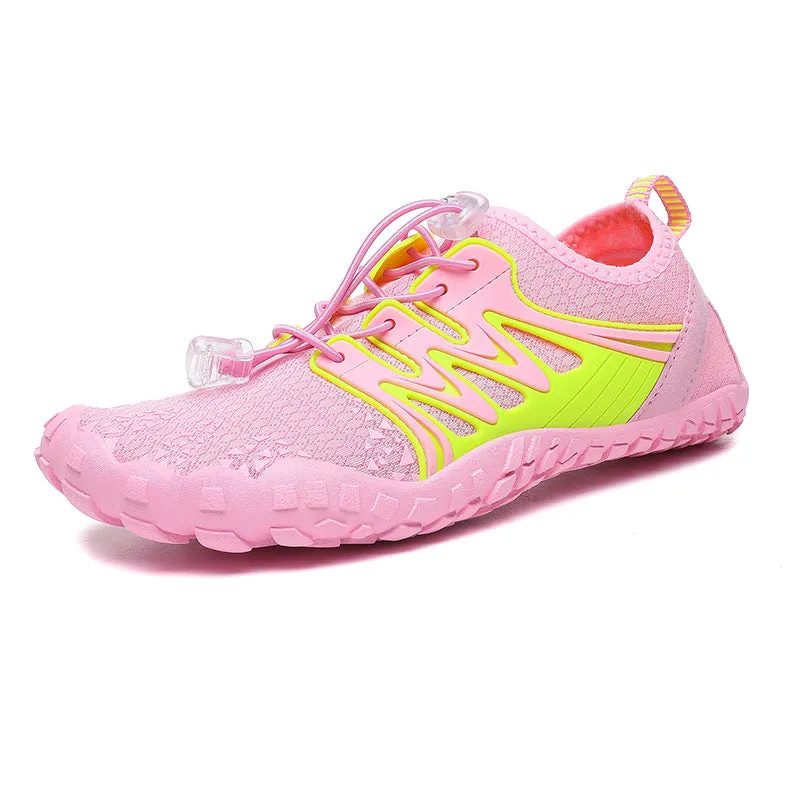 Slip-On Mesh Athletic Sneakers with Elastic Lock Laces