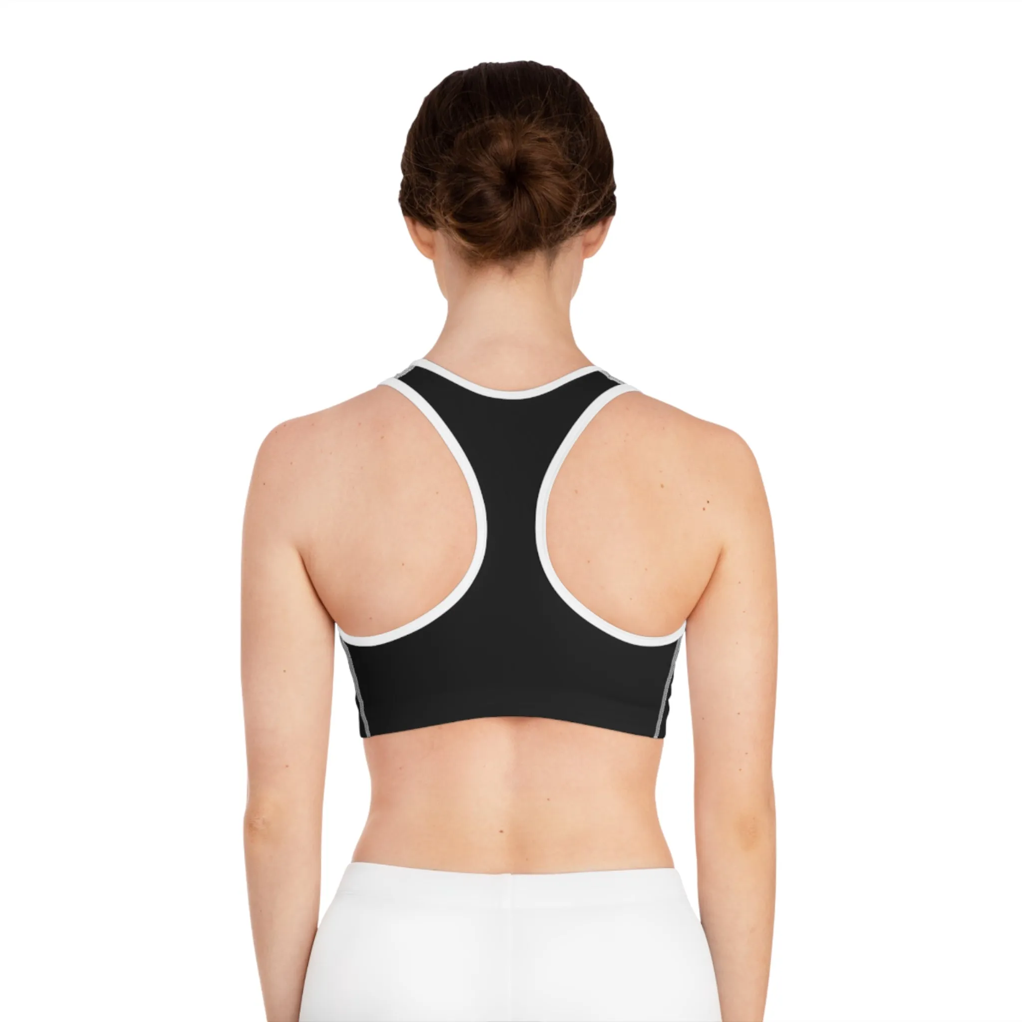 Trendy Black Sports Bra with Fun Design for Active Lifestyle