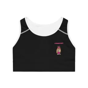 Trendy Black Sports Bra with Fun Design for Active Lifestyle